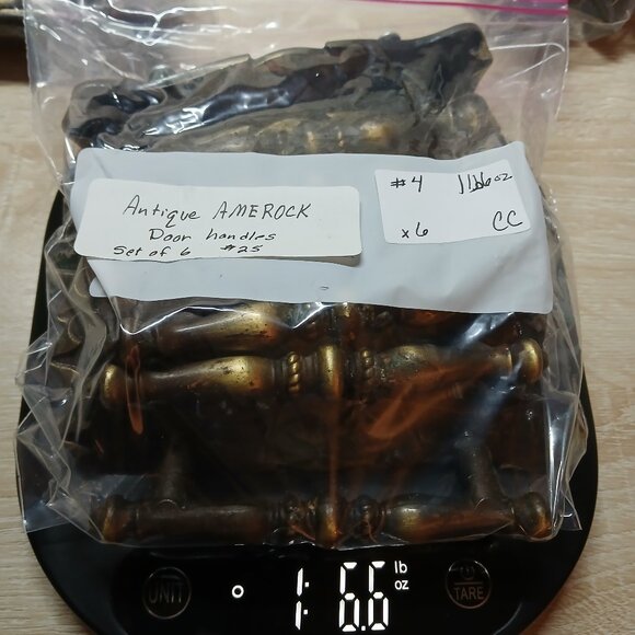 Vintage 1970s Amerock Brass Drawer Handles Pulls with Backplates 6 sets/pc #4CC - Picture 6 of 8